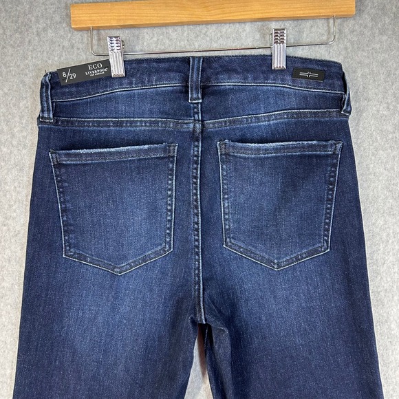 Liverpool Hannah Crop Flare Jeans Upland Dark Wash Raw Hem Eco Size 8 / 29 NWT - Picture 5 of 13